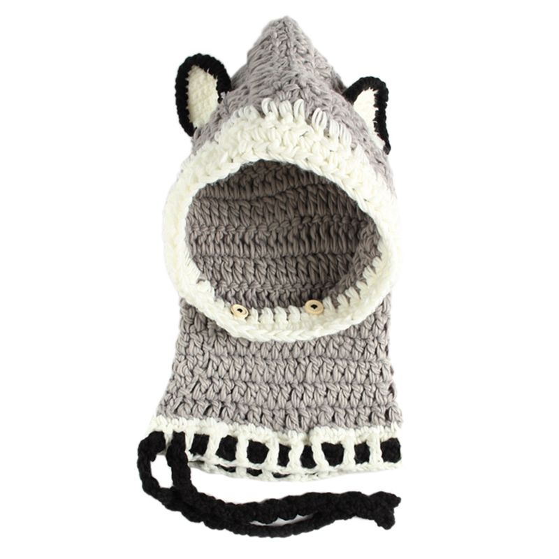 Mũ Dệt Kim Trùm Đầu Kiêm Khăn Choàng Cổ Đính Tai Thú Hoạt Hình Thời Trang Mùa Đông Cho Bé