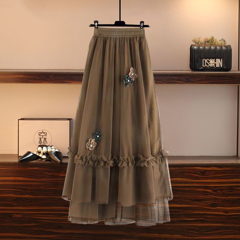 Bộ Áo Sweater Dáng Ôm Phối Chân Váy Lưng Cao Thời Trang Mùa Đông 2022 Plus Size Cho Nữ