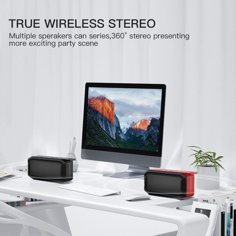 Bộ Loa Bluetooth Không Dây IPX7 Chống Nước Có FM Radio TWS TF AUX USB Âm Thanh Siêu Trầm