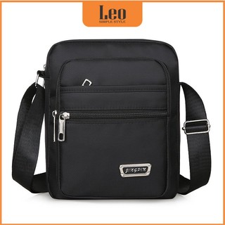 Túi Đeo Chéo Mini LEO Vải Canvas Chống Nước Thiết Kế Mới Thời Trang Đẳng Cấp Màu Đen/Nâu T04