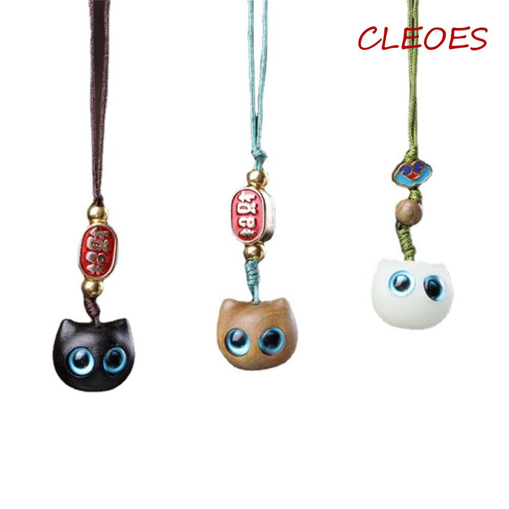 Dây Đeo Điện Thoại Bằng Gỗ Mun Chống Thất Lạc Hình Mèo Dễ Thương