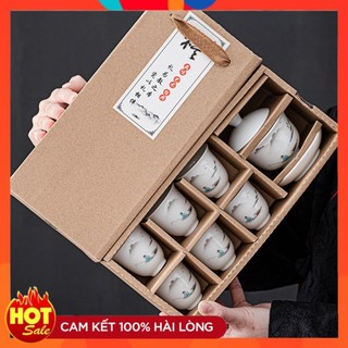 Bộ Chén Khải(Tiềm Trà) Sứ Cảnh Đức Trấn Thấu Quang
