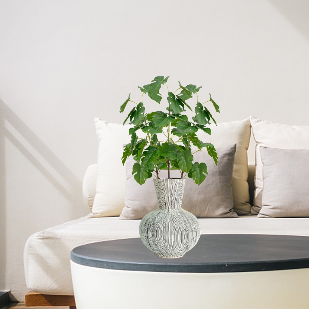 1 Cây Lá Cây Nhân Tạo 17 Nĩa Bằng Nhựa Phủ Cao Su Dùng Trang Trí Nhà Bếp / Tiệc Cưới