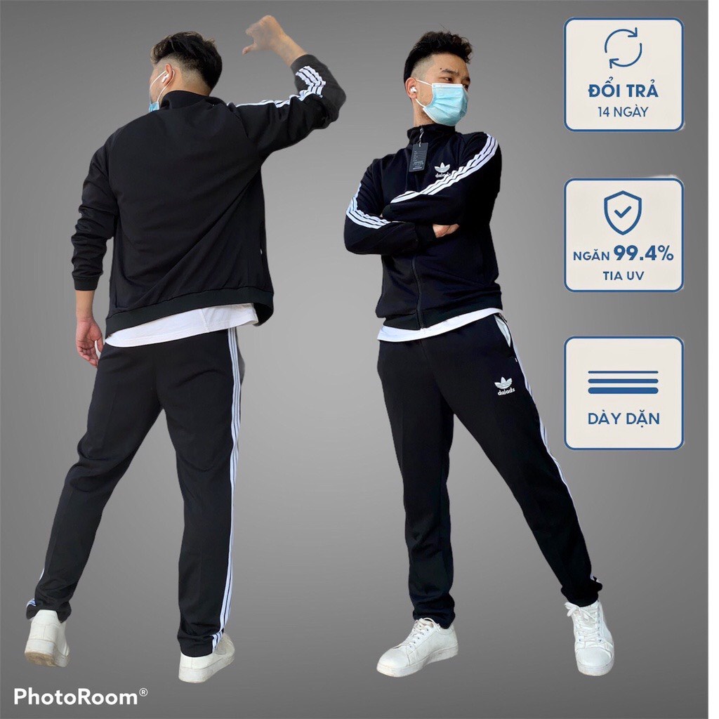 Bộ Thể Thao Nam Nữ Dài Tay Thêu Logo Bộ Quần Áo Thu Đông Chất Vải Poly,Umi Co Giãn 4 Chiều Phong Cách Thể Thao