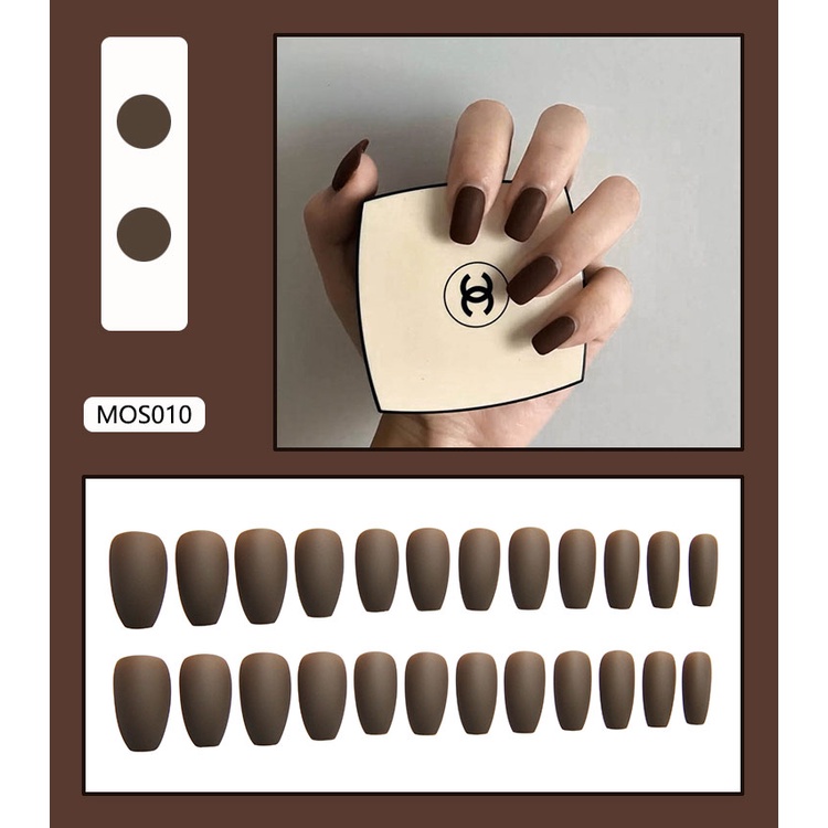 Bộ 24 Móng Tay Giả Bằng Acrylic Kèm Keo Dán Thiết Kế Thời Trang