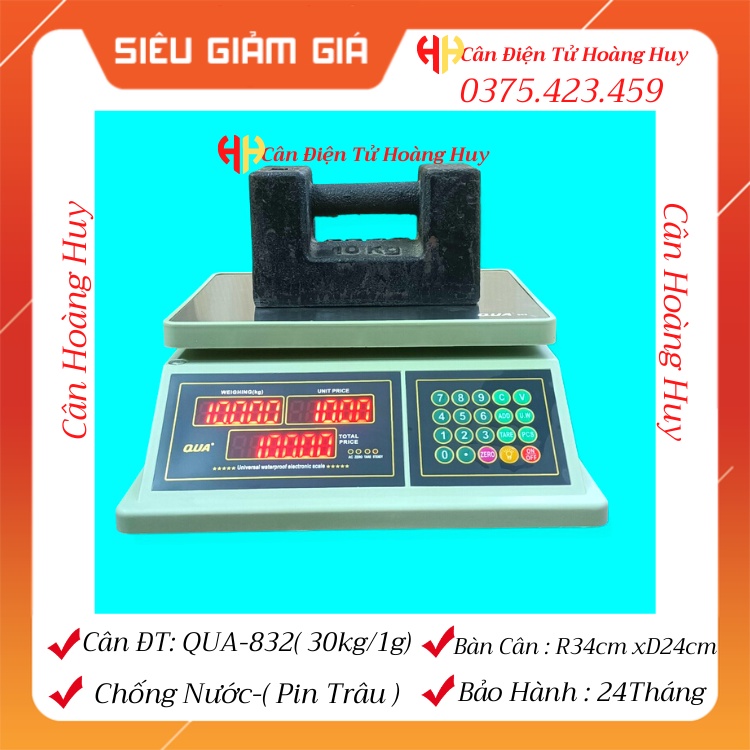 Cân điện tử tính tiền chống nước  QUA-832dùng cho nhà hàng bán hải sản,tôm, cua,cá bảo hành 2 Năm