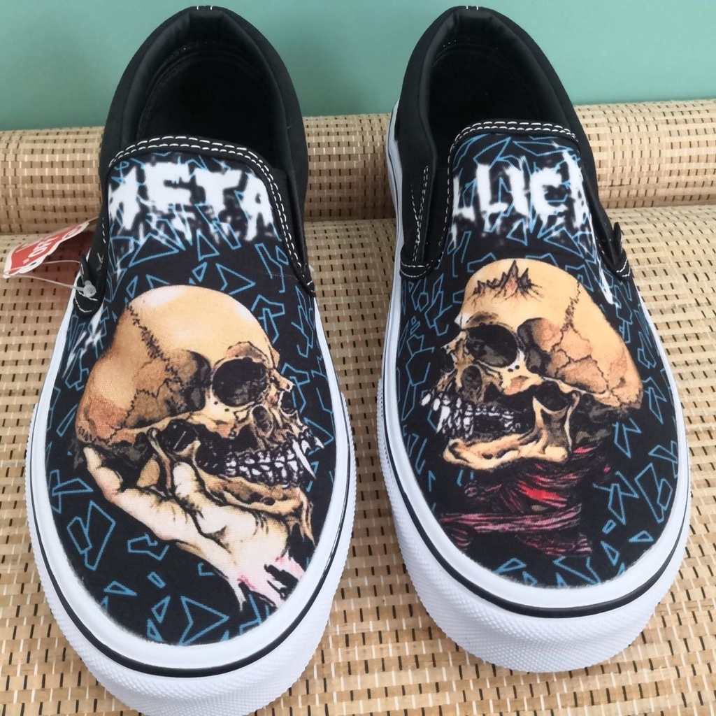 VANS Giày Lười Đế Bằng In Họa Tiết Graffiti Thời Trang Cho Nam Và Nữ