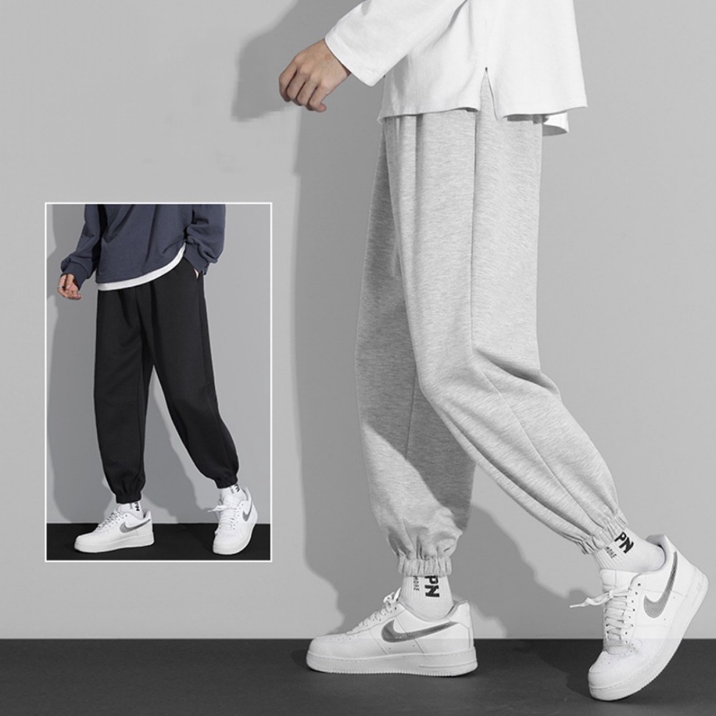 Quần Jogger nam ống rộng bo gấu dây rút kiểu dáng hàn quốc có túi vải tổ ong Quần nỉ nam ống suông dài mặc thể thao gym
