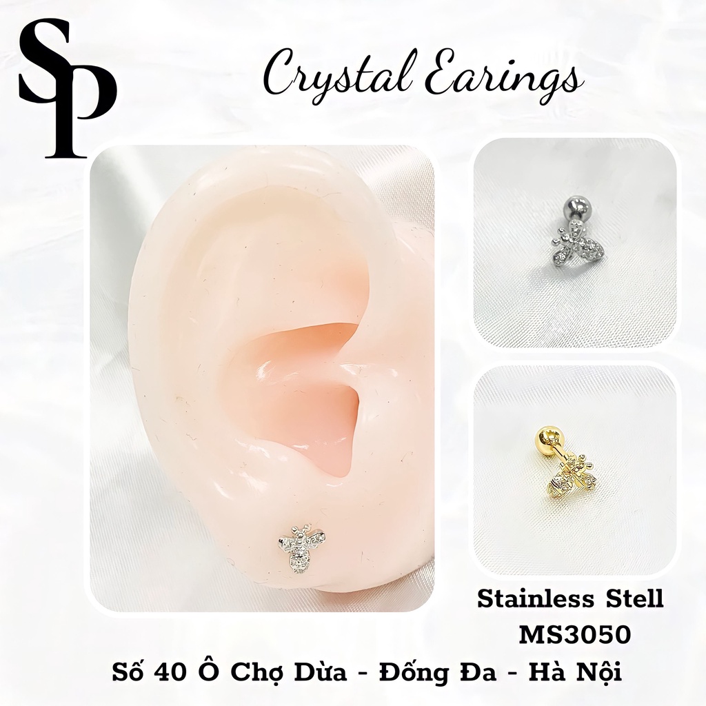 KHUYÊN TAI HÌNH CÒN ONG ĐÁ - KHUYÊN THÉP Y TẾ