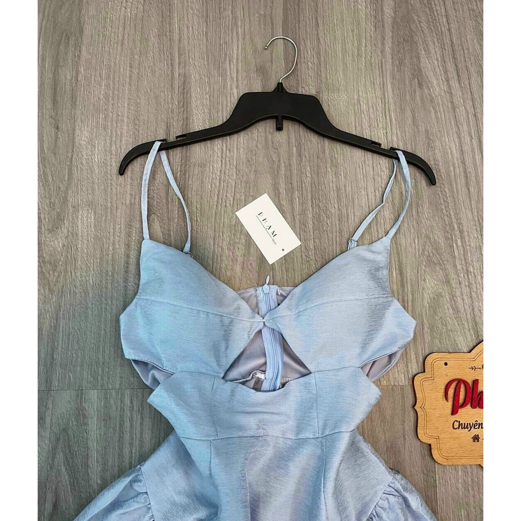 [11.11 Sale Freeship] Đầm thời trang đi biển mùa hè,đầm hai dây có cúp khoét hai bên eo chất lụa xếp ly dáng xoè dài mtb