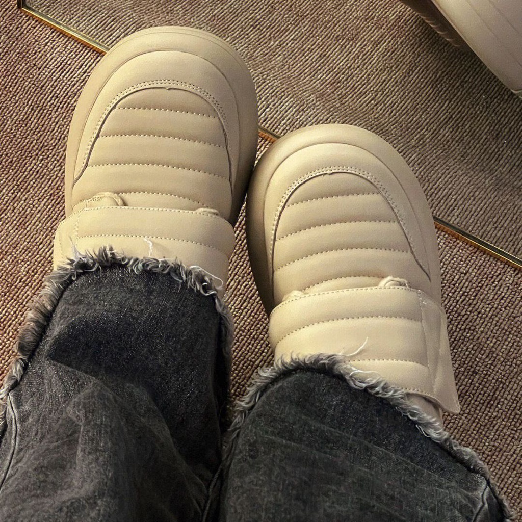 Giày sneaker giày bánh mì Giày Bánh Mì Khóa Dán Đế Dày Tăng Chiều Cao Mùa Đông Phong Cách Mới 2022 Cho Nữ