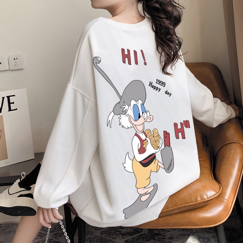 NRVP Áo Thun Nữ Dài Tay Dáng Rộng In Hình Phong Cách Hàn Quốc Mới