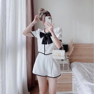 Set áo viền nơ - Chitchitstore