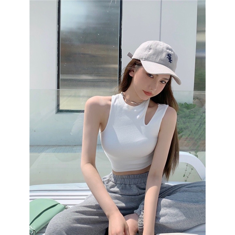 Áo thun croptop balo khoét vai form ôm dáng sexy