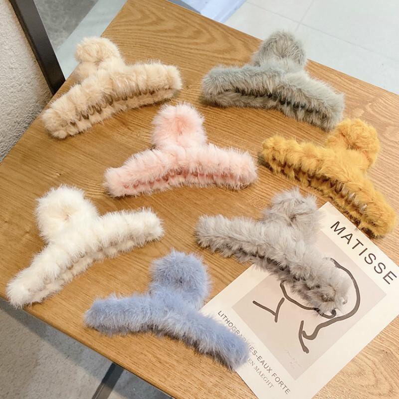 Kẹp Tóc cheo LÔNG Phía Sau Bằng Lông Nhung Phong Cách Hàn Quốc Thời Trang Thu Đông Mới