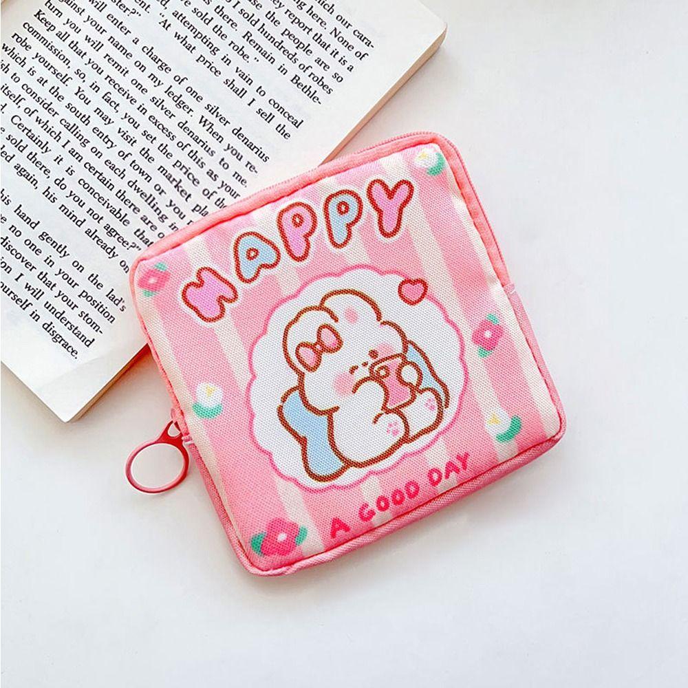 FALLFORBEAUTY Ví Đựng Tiền Xu Đa Năng In Họa Tiết Hoạt Hình Xinh Xắn Có Khóa Kéo Tiện Dụng Cho Nữ