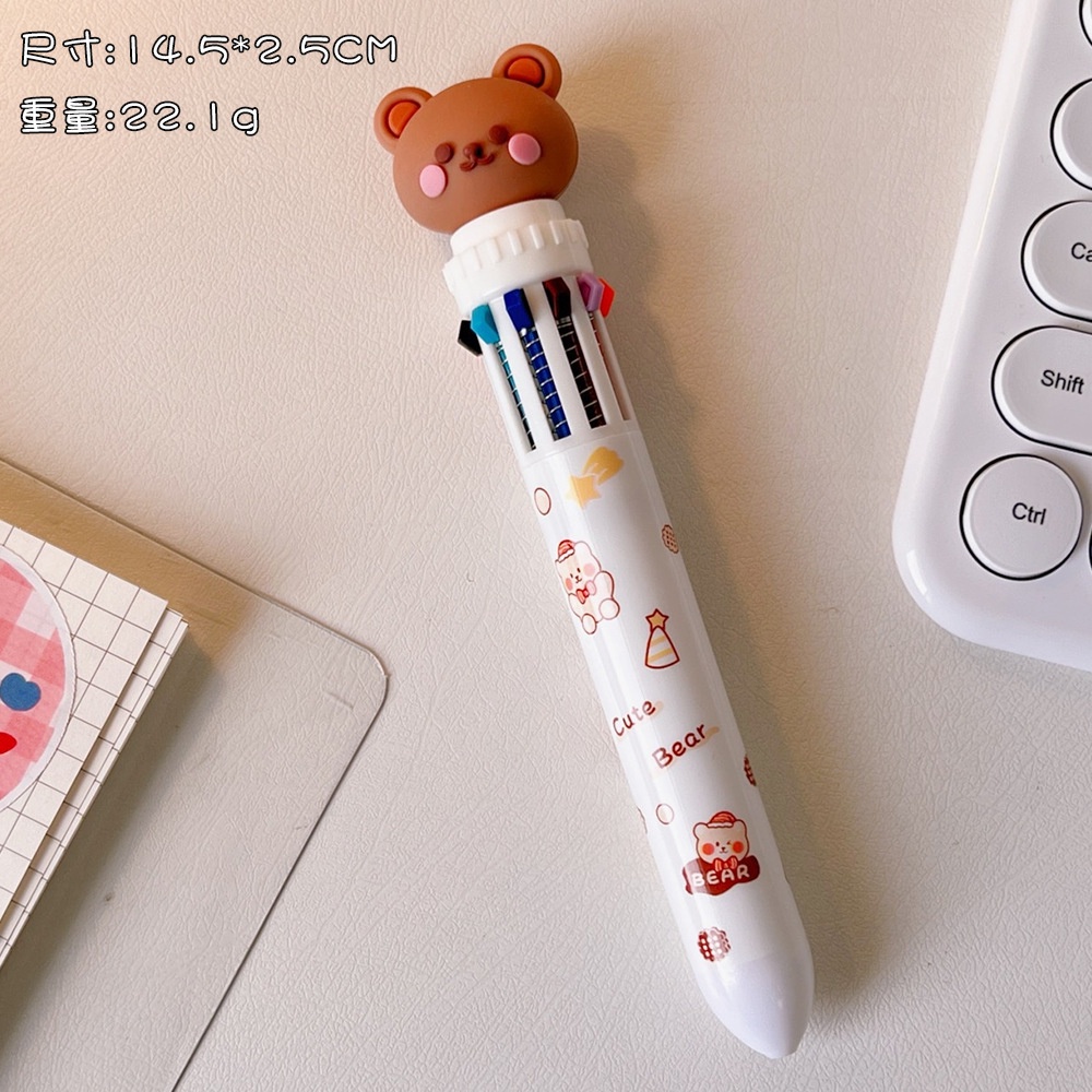 Bút bi 10 ngòi hình gấu kiểu dáng xinh xắn, đáng yêu