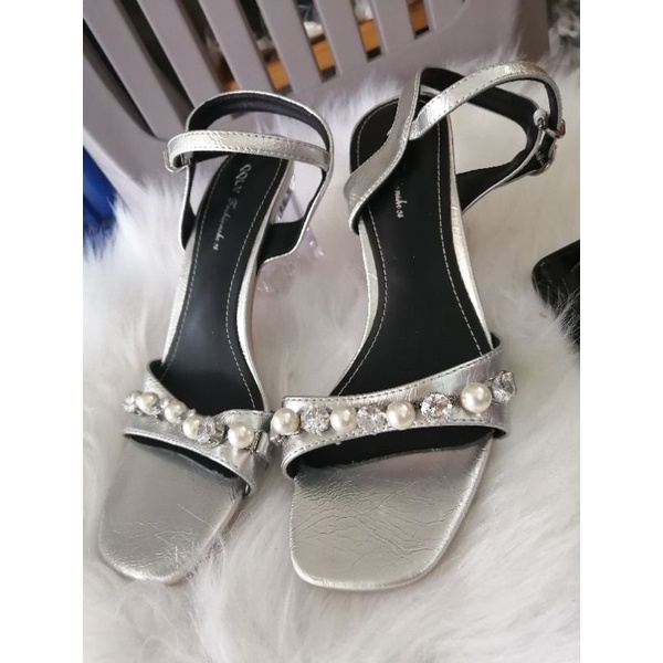 Xả kho Giày cao gót vuông trong quai đính châu size 35, 36