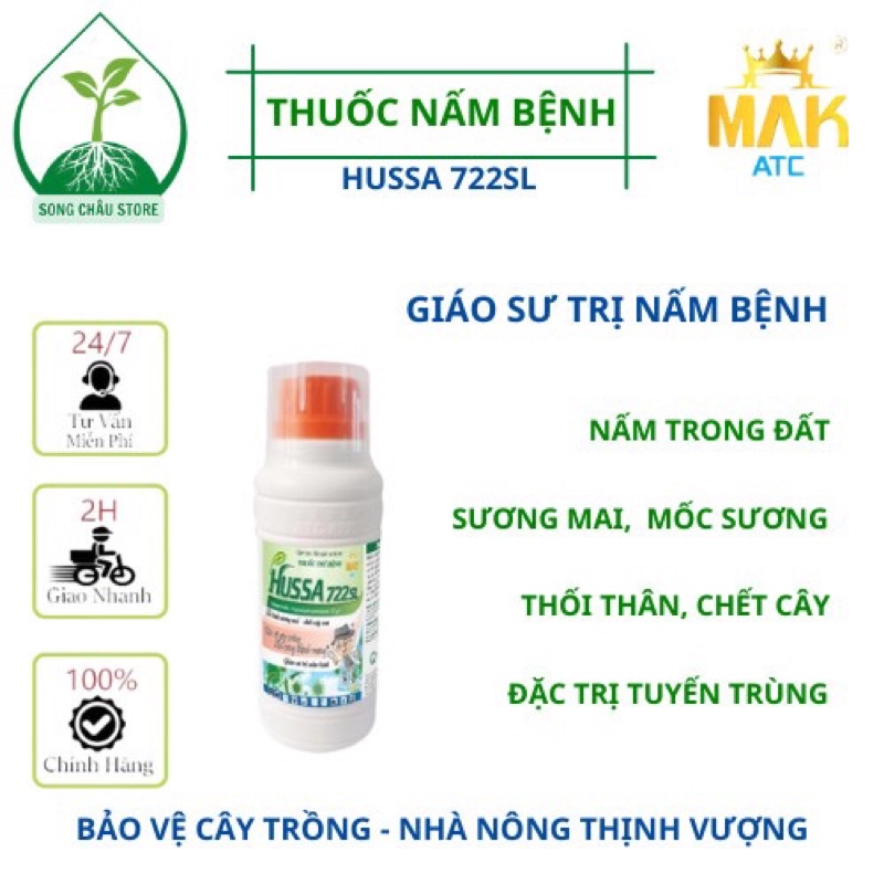 HUSSA 722SL (chai 480ml) Đặc Trị Bệnh Chết Cây Con, Sương Mai, Xì Mủ, Nứt Thân, Thối Thân, Thối Củ