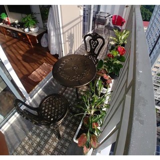 Bàn ghế ngoài trời bộ bàn ghế nhôm đúc trắng bg-d65t