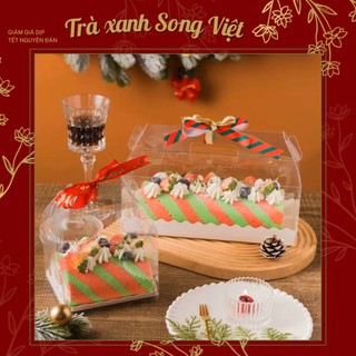 Hộp mica đựng bánh cuộn, bánh kem kèm đế lót