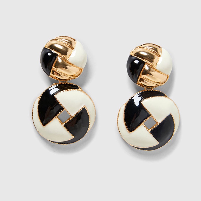 Bông Tai Hình Tiền Lớn Màu Đen Phong Cách Âu Mỹ Cá Tính Cho Nữ Hàng Có Sẵn