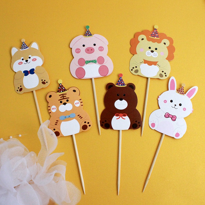 Phụ Kiện Trang Trí Bánh Kem Hình Động Vật Hoạt Hình Dễ Thương