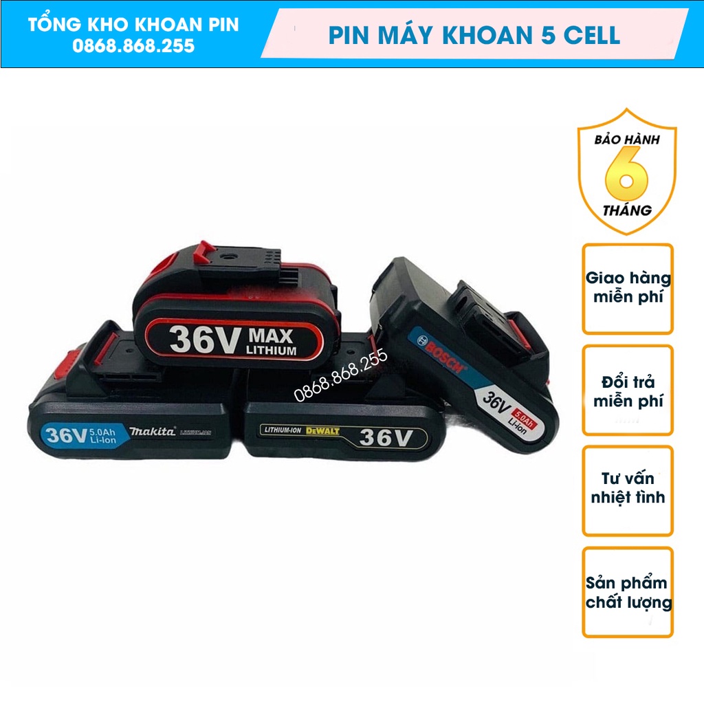 Pin 36v Máy Khoan Pin MAKITA 36v Dùng Cho Máy MAKITA,DEWALT, HITACHI 21V, 24V, 26V, 36V