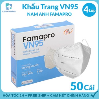 Khẩu trang VN95 Famapro 4 lớp kháng khuẩn Công ty Nam Anh tiêu chuẩn chống bụi N95