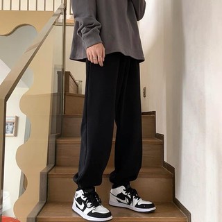 Quần jogger thun unisex dáng rộng bo gấu