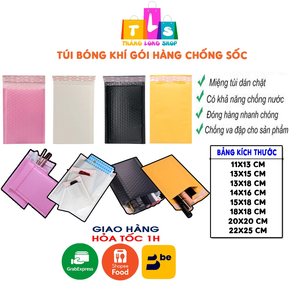 Túi bóng khí gói hàng chống sốc, bảo vệ sản phẩm, đóng hàng nhanh chóng đủ size 11,13,14, 15, 16,18, 20, 22cm Nhiều Màu