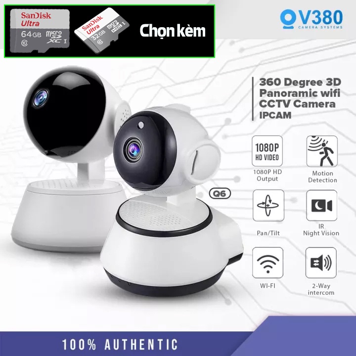 Camera giám sát ,Camera Wifi IP V380 không dây, Đàm thoại 2 chiều, Hình ảnh sắc nét, Bảo hành chính hãng