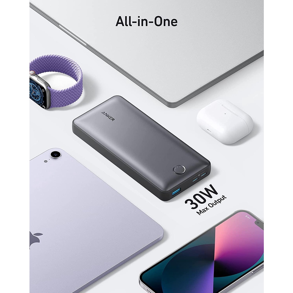 Pin sạc dự phòng Anker 535 PowerCore 30W - 2C1A - 20.000mAh - A1366