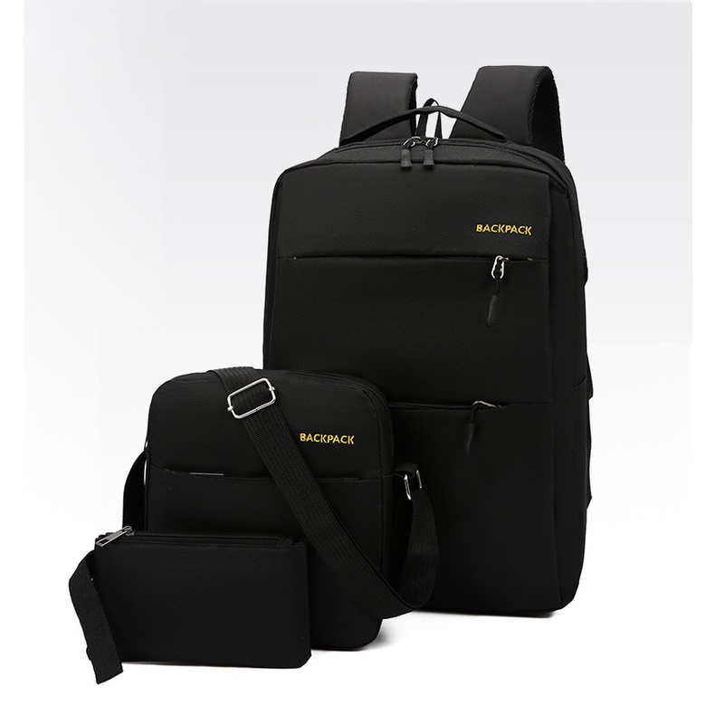 Set Balo 3 Món Cao Cấp Cực Đẹp Công Dụng Đựng Laptop, Thời Trang Màu Đen Giá Rẻ