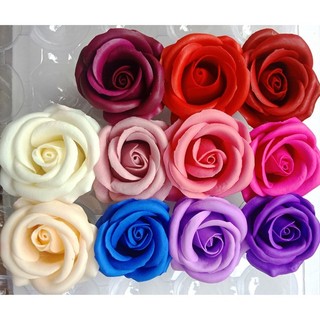 Một Cành Hoa Bông Hồng Sáp Lụa Đỏ 3D 30cm