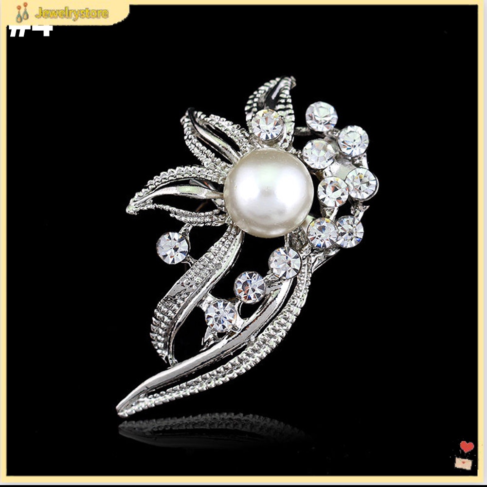 Ghim cài áo kim loại đính kim cương và ngọc trai giả thời trang cho nữ