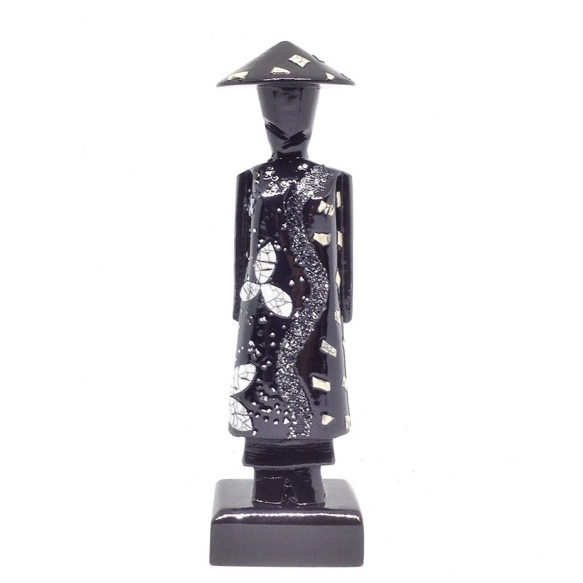 Tượng Gỗ Sơn Mài Cô Gái Áo Dài Việt Nam 15cm