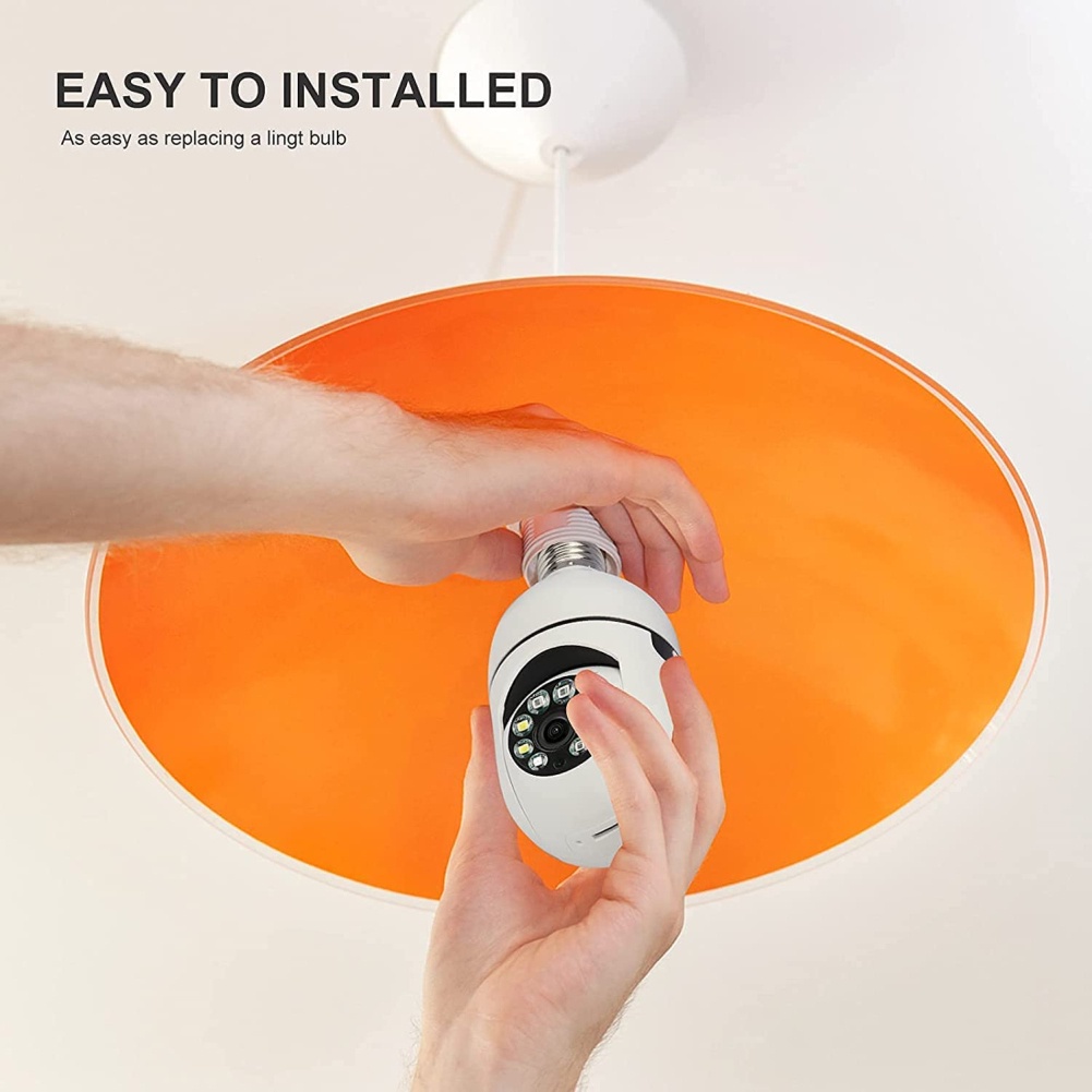 Camera An Ninh Không Dây 1080p Hd Xoay 360 Độ Chống Nước Có Chế Độ Phát Hiện Chuyển Động Hình Bóng Đèn