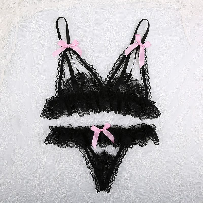 Bộ đồ lót ren lọt khe đính hạt sexy