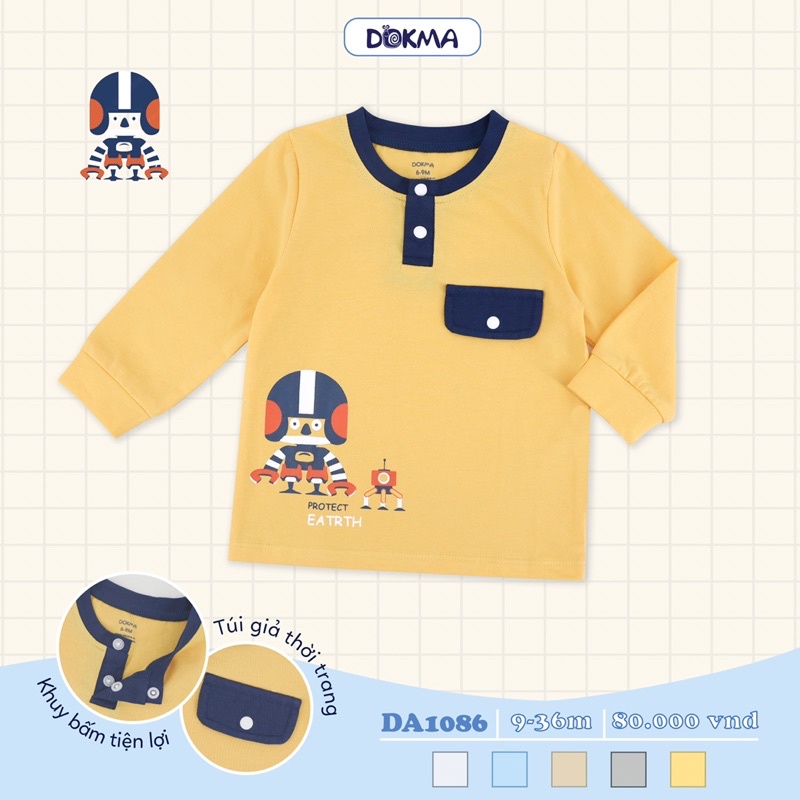 Áo dài tay thu đông cotton siêu mềm mịn hãng Dokma