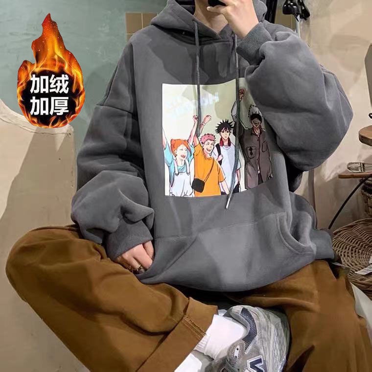 Áo Hoodie Lót Lông Cừu Dày Dặn Phong Cách Đường Phố Hong Kong Thời Trang Thu Đông Cho Nam Sinh Trung Học