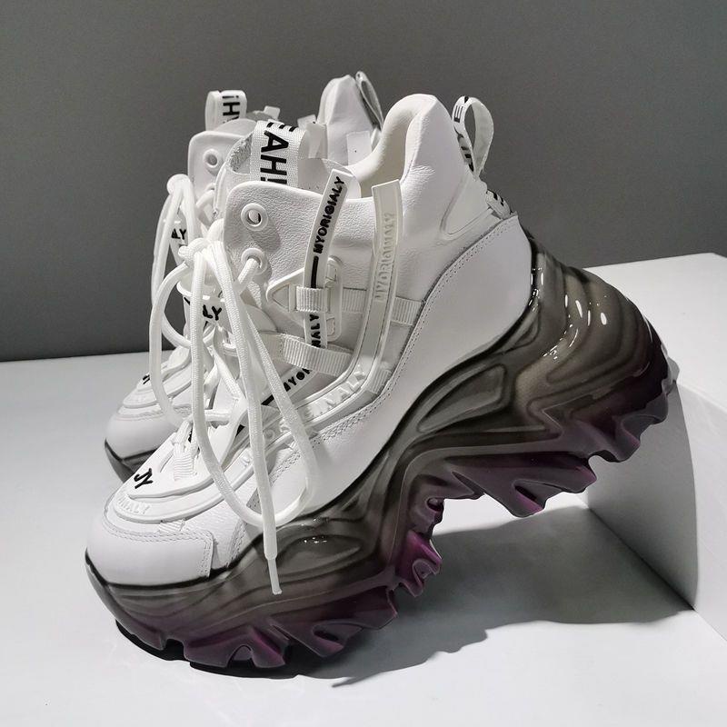 Giày Sneaker Da Thạch Kim Tuyến Đế Dày Tăng Chiều Cao Phong Cách Châu Âu Cho Nữ