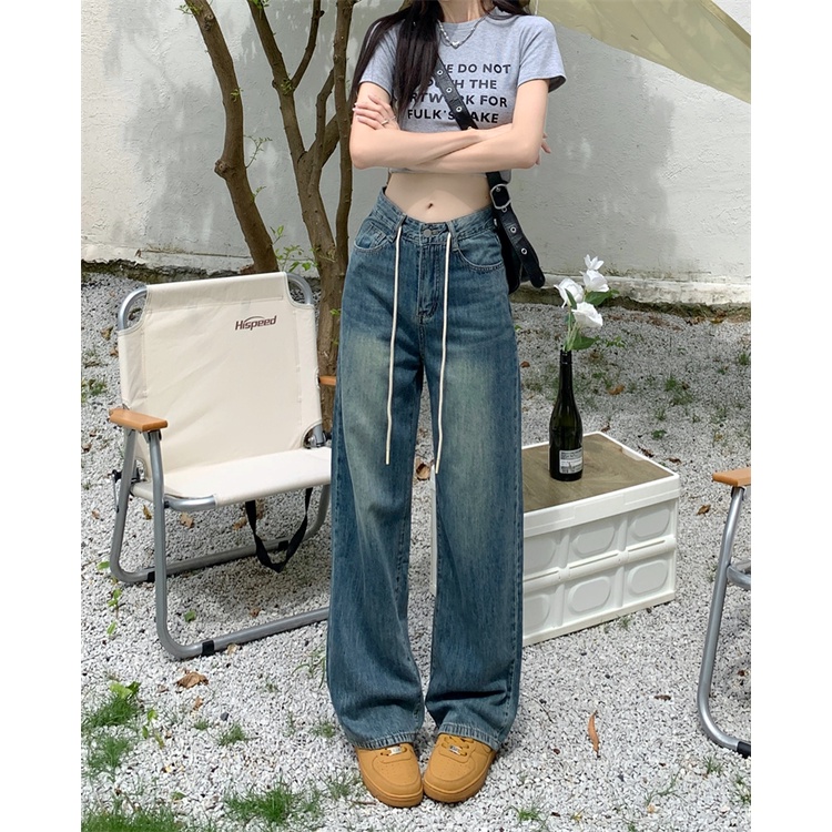 QKOOLE  Quần Jean Ống Đứng Lưng Cao Thời Trang Hàn Quốc Cho Nữ quần jean nữ ống đứng lưng cao