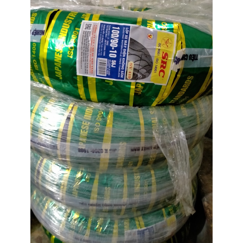 LỐP  XE MÁY ĐIỆN 100/90-10 KHÔNG SĂM SAO VÀNG