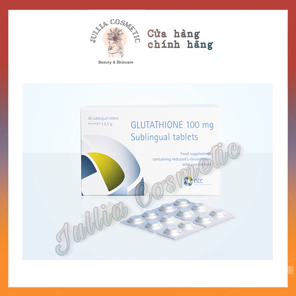 Viên Ngậm Trắng Da Dưới Lưỡi Glutathione 100mg Nhập Khẩu Italy Sáng Da, Chống Lão Hóa