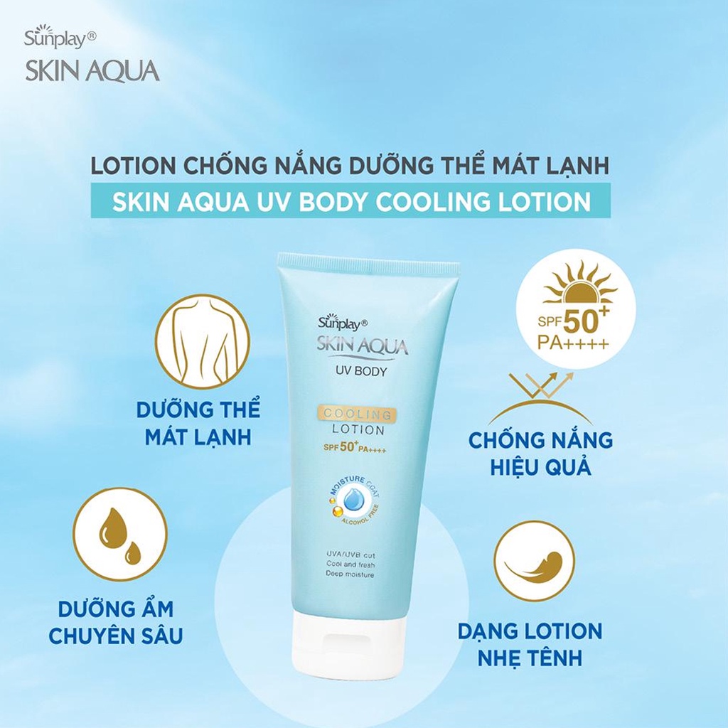 Kem Chống Nắng Sunplay Dưỡng Trắng Da Toàn Thân, Mát Da - Sunplay Skin Aqua UV Body Whitening Lotion PF 50+, PA++++ 150g