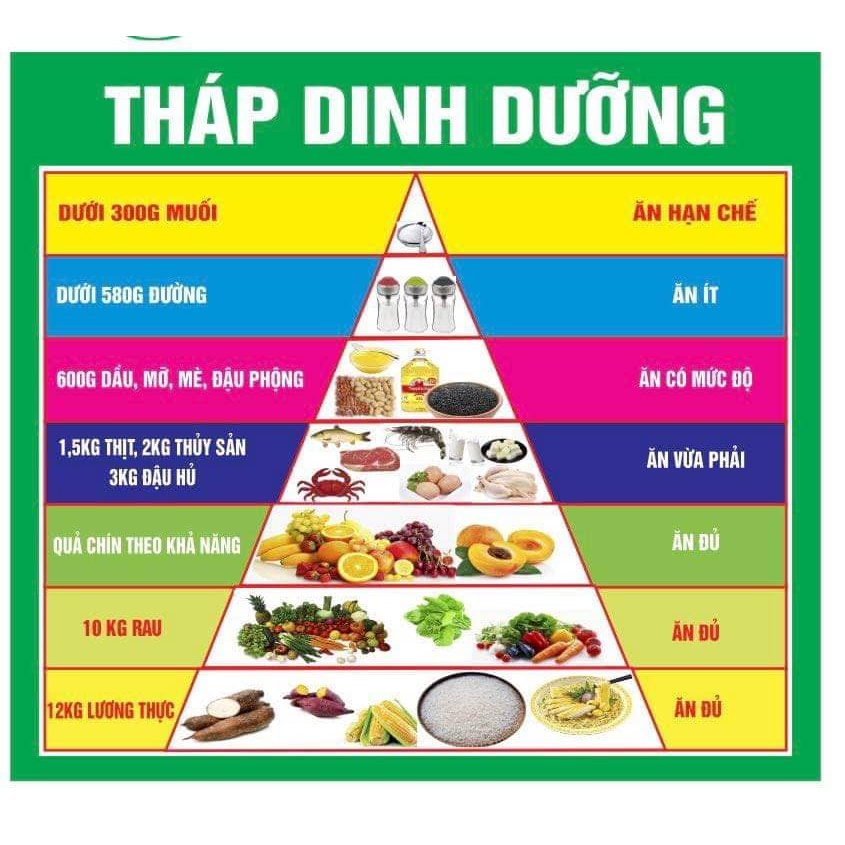 Tháp dinh dưỡng, bảng biểu nhà bếp theo quy định mầm non chất liệu decal dán KT 80 x 100cm