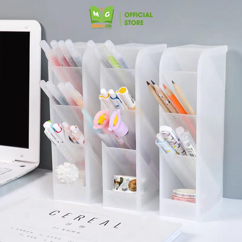 Kệ Đựng Bút Để Bàn MAGIC Hộp Bút Decor Bàn Học Nhiều Ngăn, Ống Đựng Bút Trong Suốt Cute, Đồ Dùng Học Tập Dễ Thương HB2