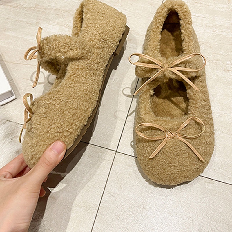 Giày Búp Bê Đế Bằng Miệng Nông Thiết Kế Ngọt Ngào Dễ Phối Đồ Cho Nữ