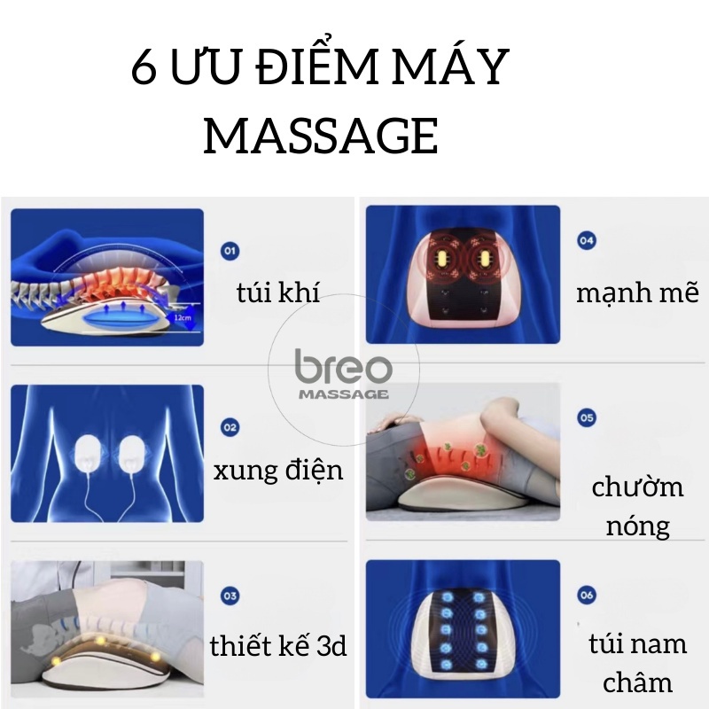 Gối massage cổ vai gáy hồng ngoại 20 bi - Có gối lưng thoải mái, an toàn cho người sử dụng - bảo hành 12 tháng